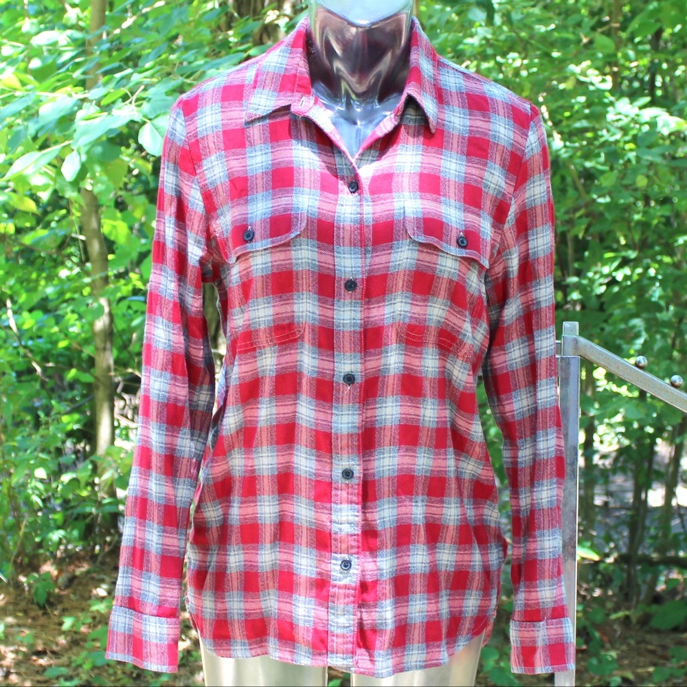 Madewell Ex Boyfriend Shirt Fairfax Plaid Sz M